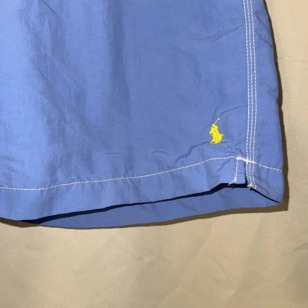 Polo Ralph Lauren Mens Swim Trunks Blue Yellow Pony Board Shorts Medium M